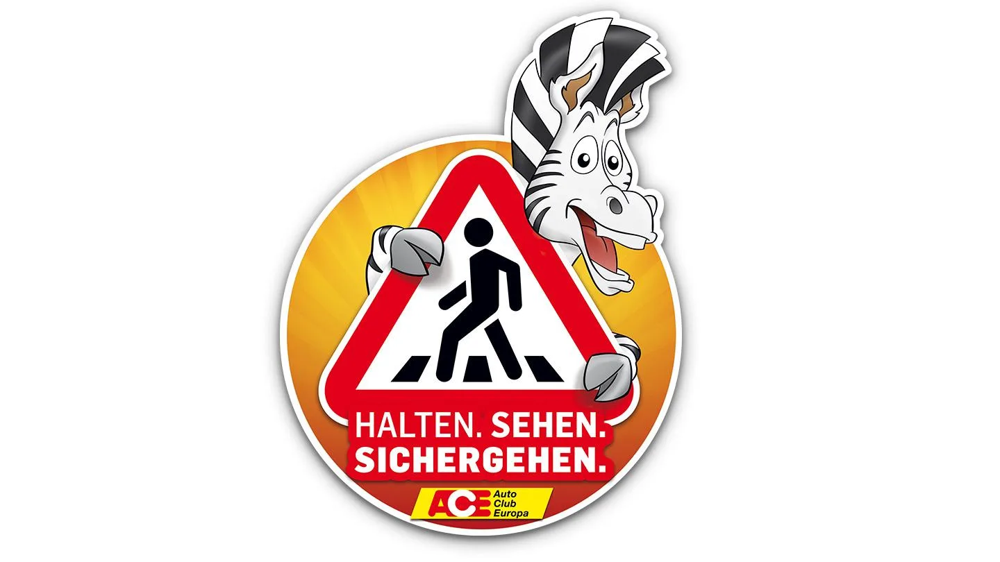 Zebra mit Zebrastreifenschild